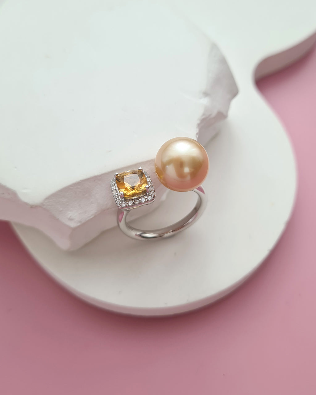 Gold South Sea Pearl Ring - Open Ring, Handmade Pearl Jewelry in Singapore