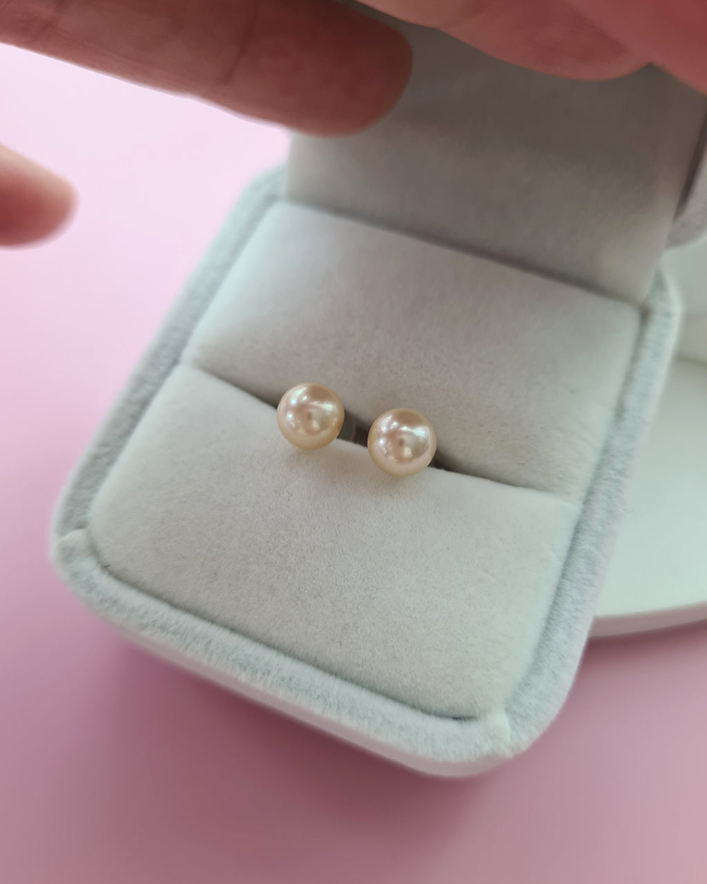Gold Akoya Sea Pearl 18K Gold Stud Earrings - 6.4mm - Exact Pair