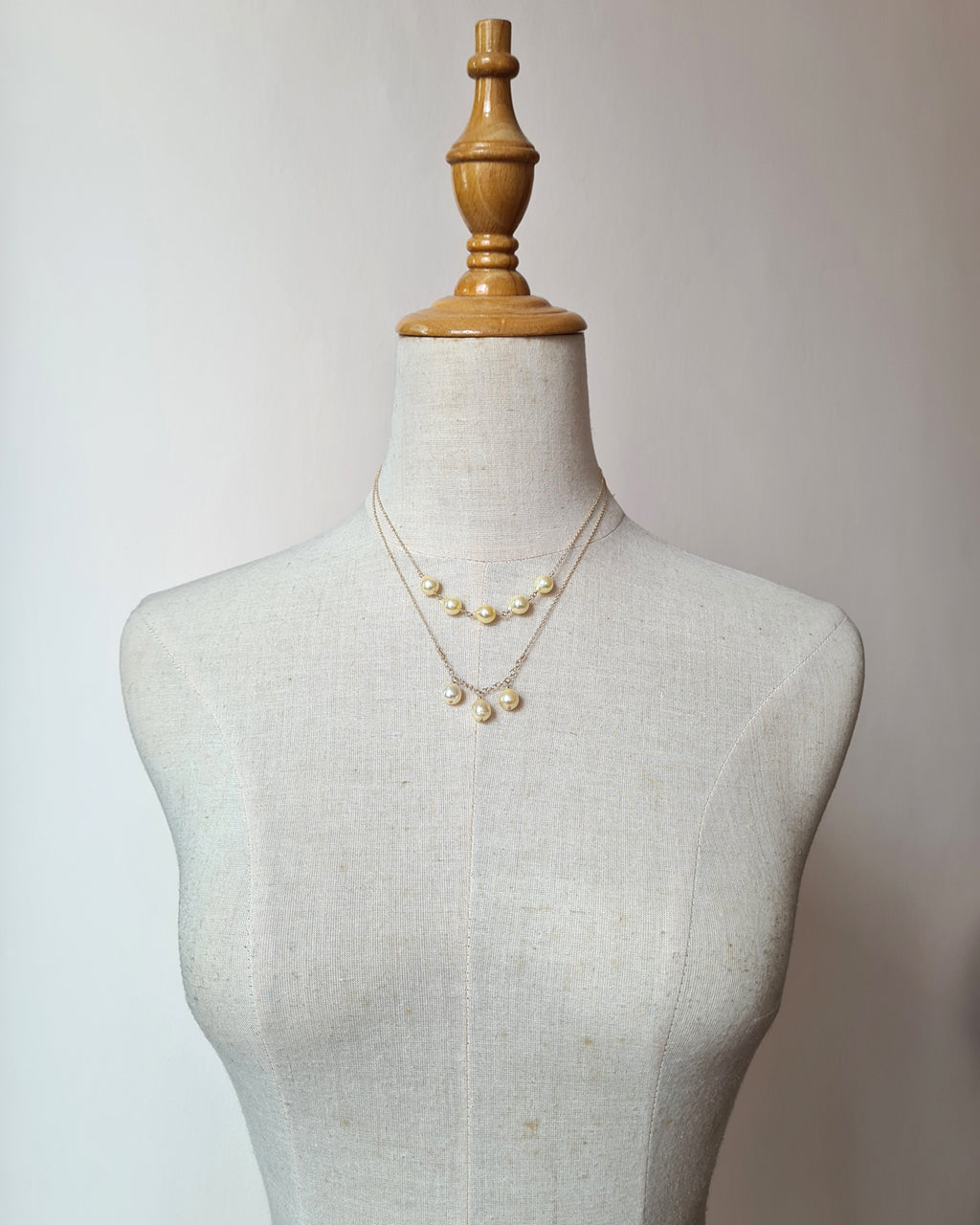 Queen Gold Akoya Pearl Trio Necklace - 8mm in 14k Gold Filled