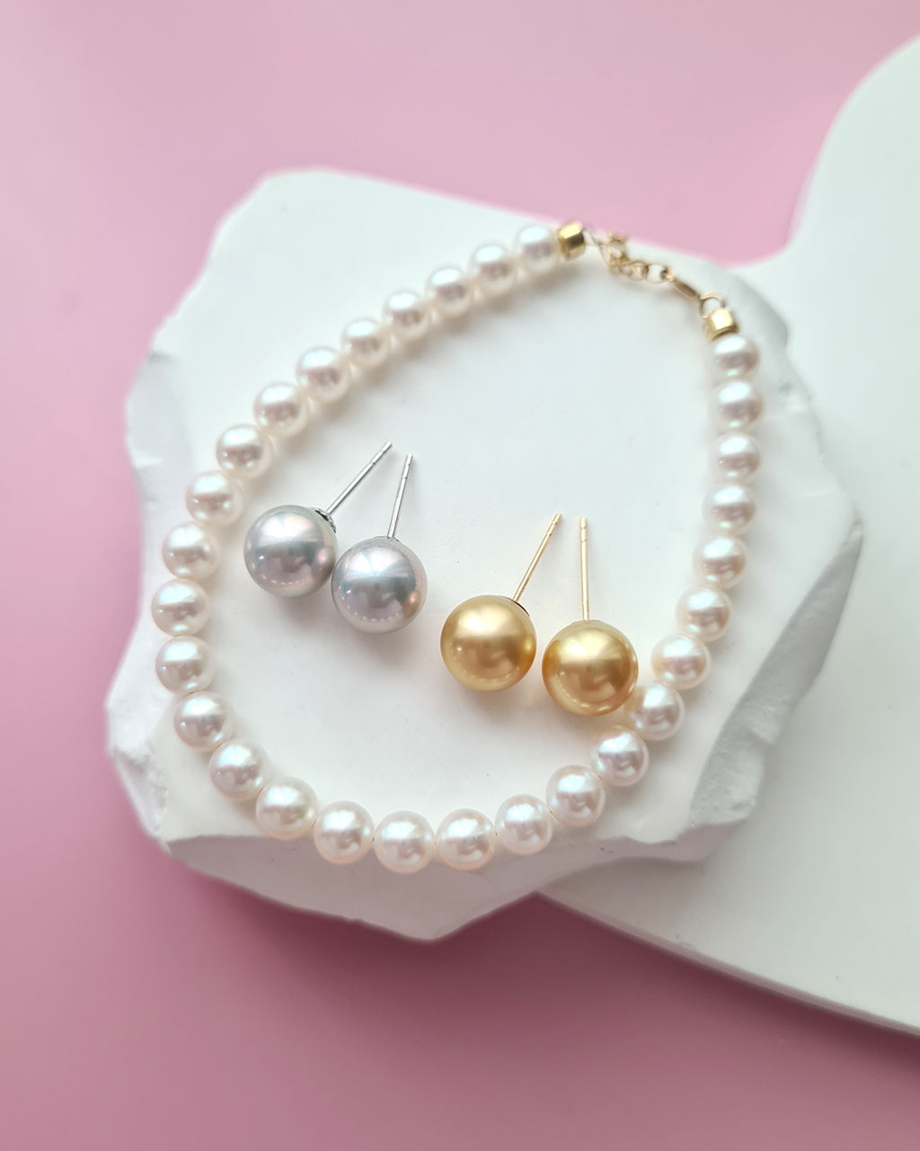 Golden South Sea Pearl 18K Gold Stud Earrings - 8mm to 9mm, Pearl Jewelry in Singapore