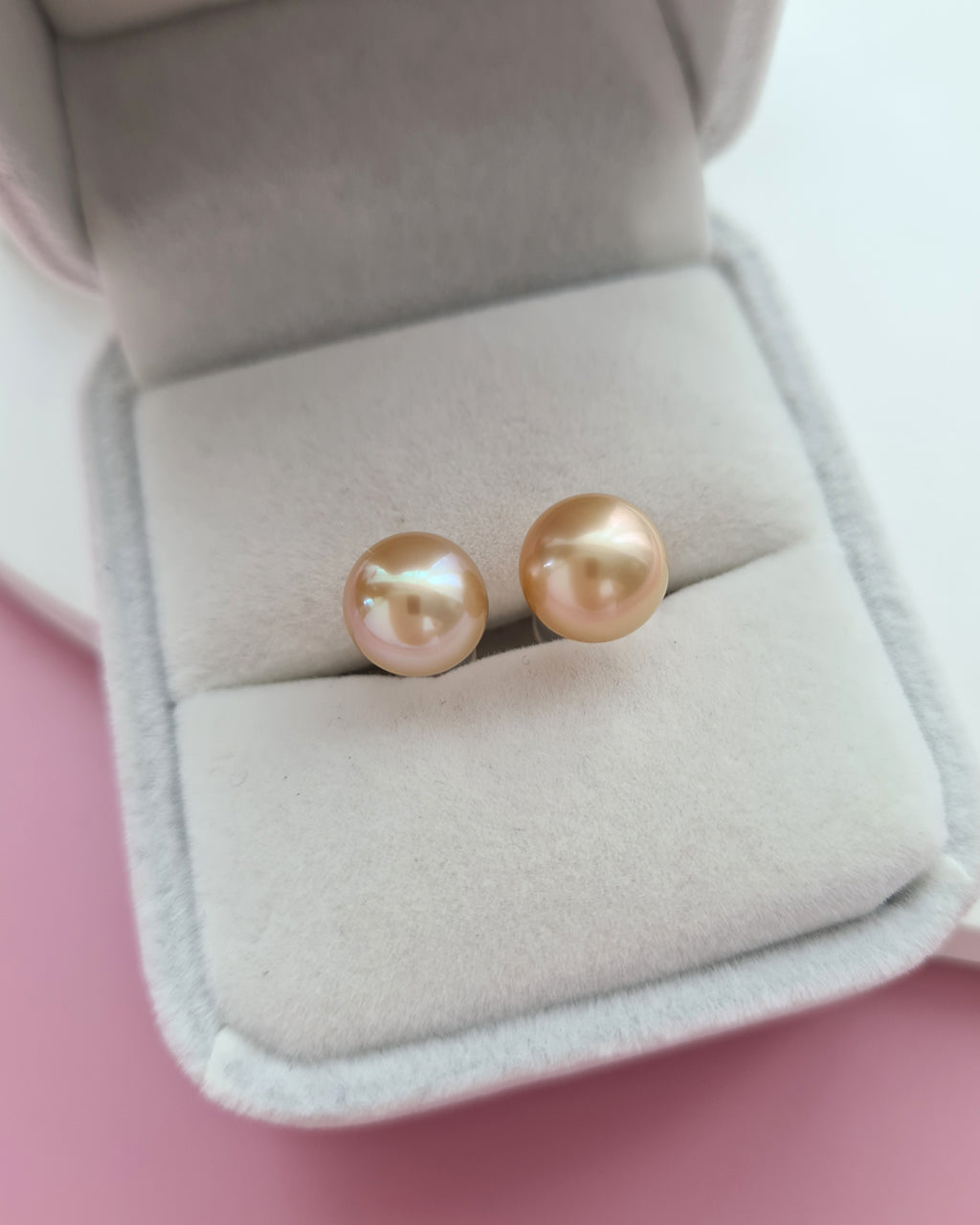 Golden South Sea Pearl 18K Gold Stud Earrings - 8mm to 9mm, Pearl Jewelry in Singapore