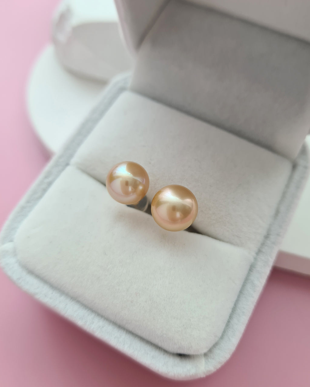Golden South Sea Pearl 18K Gold Stud Earrings - 8mm to 9mm, Pearl Jewelry in Singapore