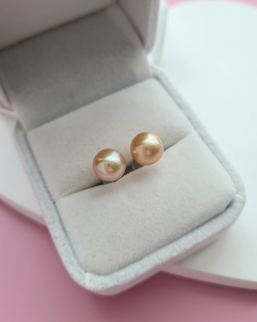Golden South Sea Pearl 18K Gold Stud Earrings - 8mm to 9mm, Pearl Jewelry in Singapore