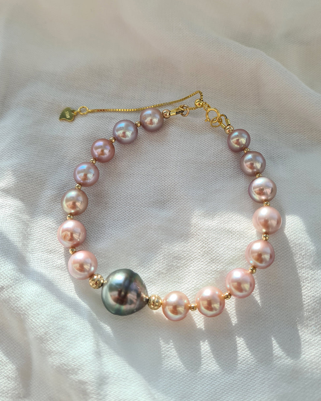 Tahitian Pearl Bracelet with Pink Freshwater Pearl | Handmade Pearl Jewelry | Singapore