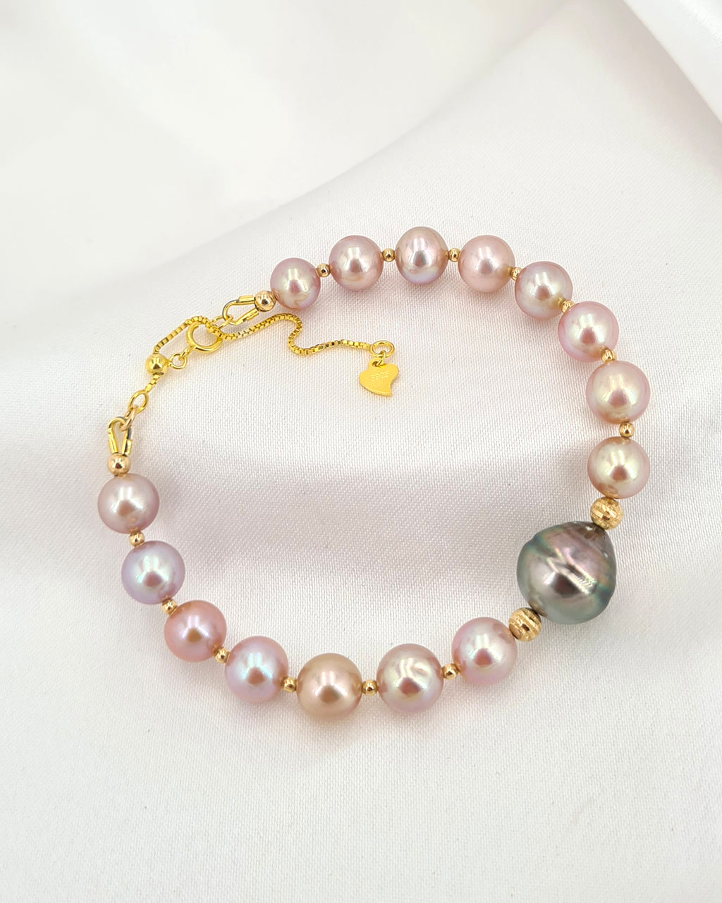 Tahitian Pearl Bracelet with Pink Freshwater Pearl | Handmade Pearl Jewelry | Singapore