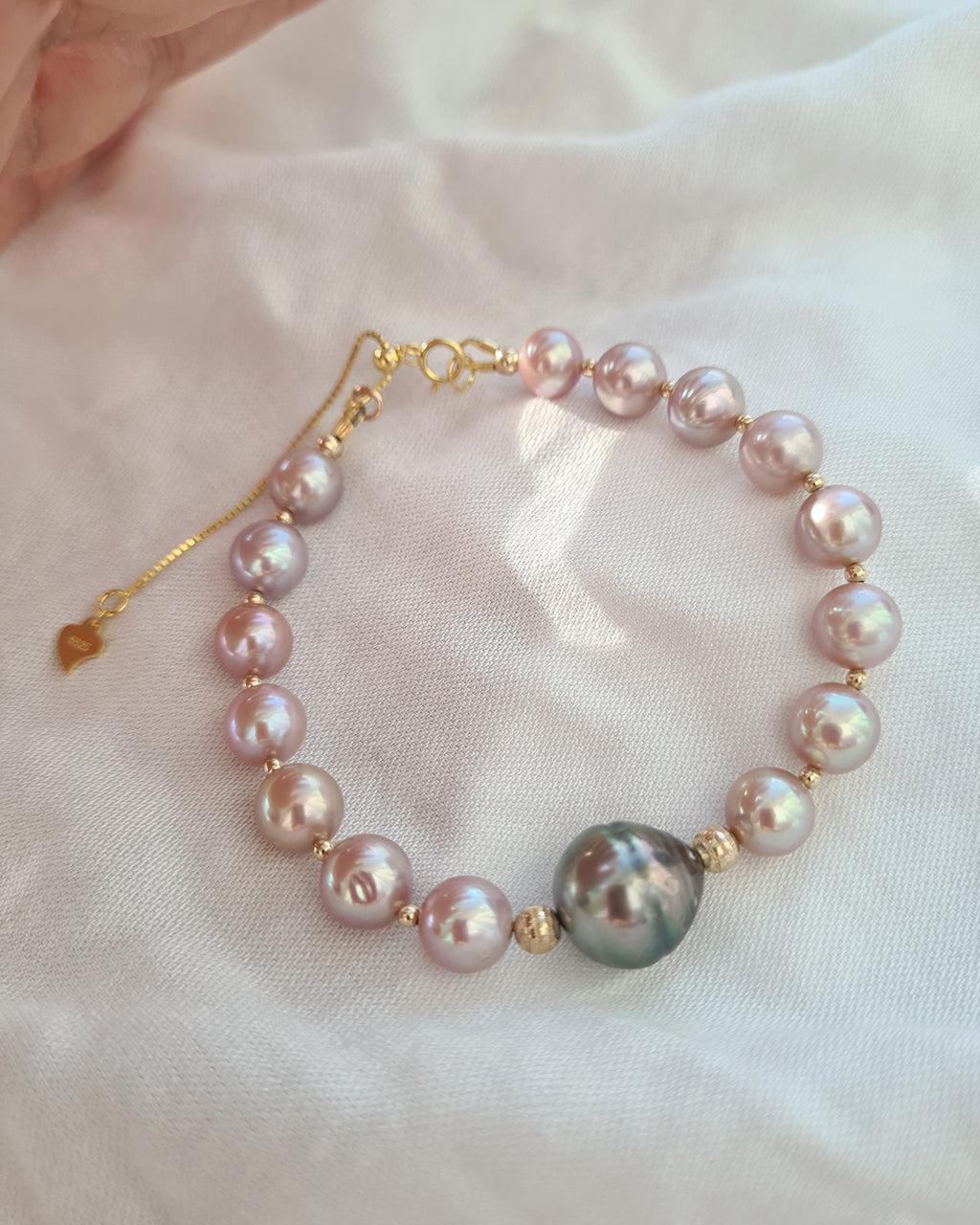 Tahitian Pearl Bracelet with Pink Freshwater Pearl | Handmade Pearl Jewelry | Singapore
