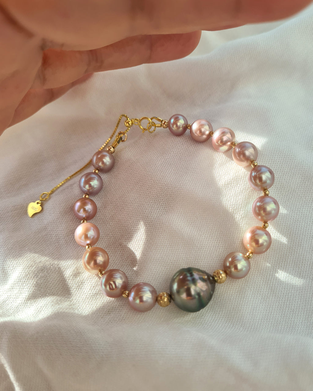 Tahitian Pearl Bracelet with Pink Freshwater Pearl | Handmade Pearl Jewelry | Singapore