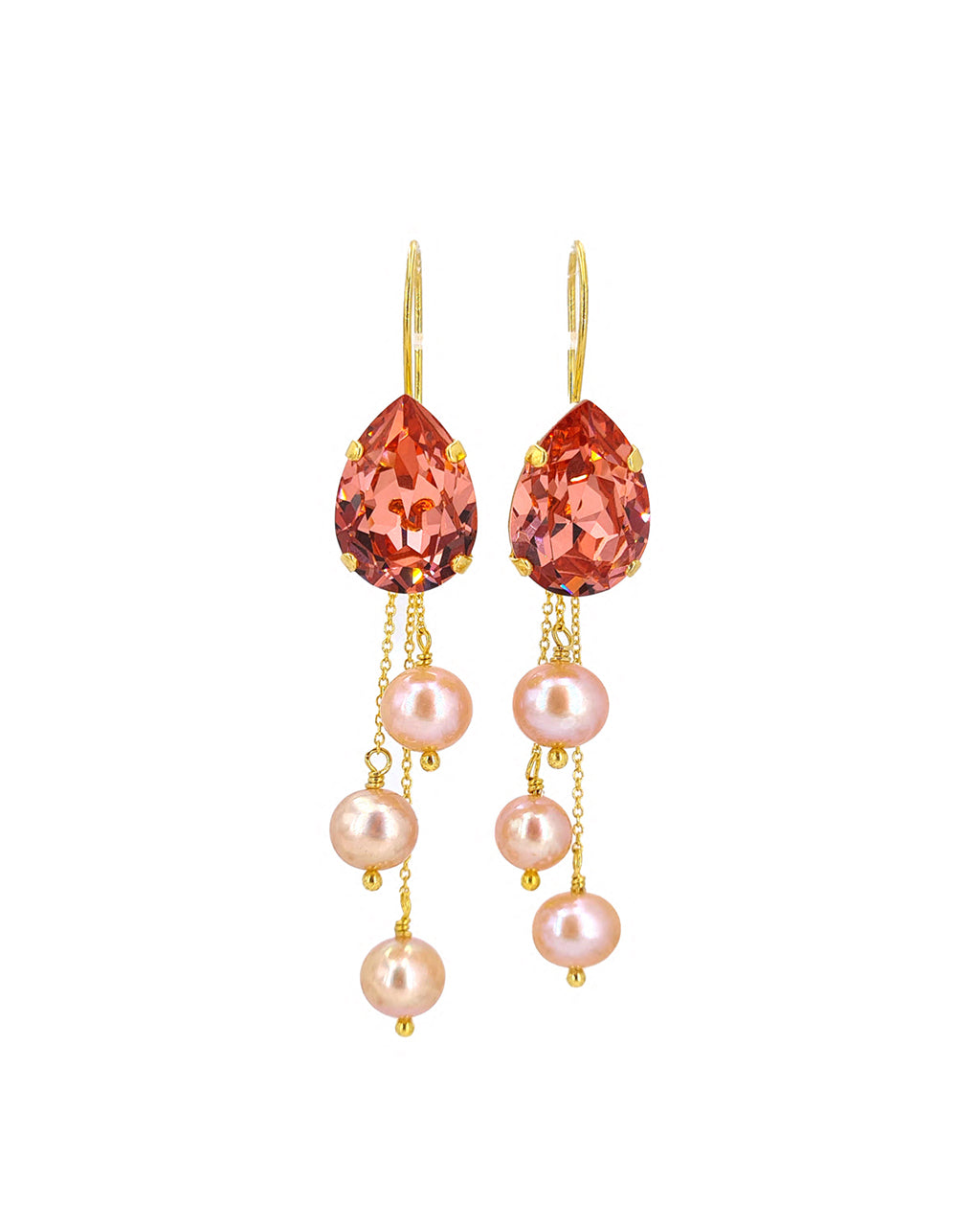 Transformable Elegance: Hot Pink Barbie Edition Crystal and Pearl Earrings | Modern Chic Pearl Jewelry