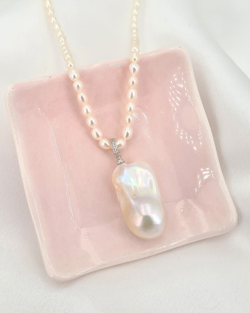 Large White Baroque Pearl Necklace - Detachable Clasp | Elegant Bridal Jewelry | Singapore
