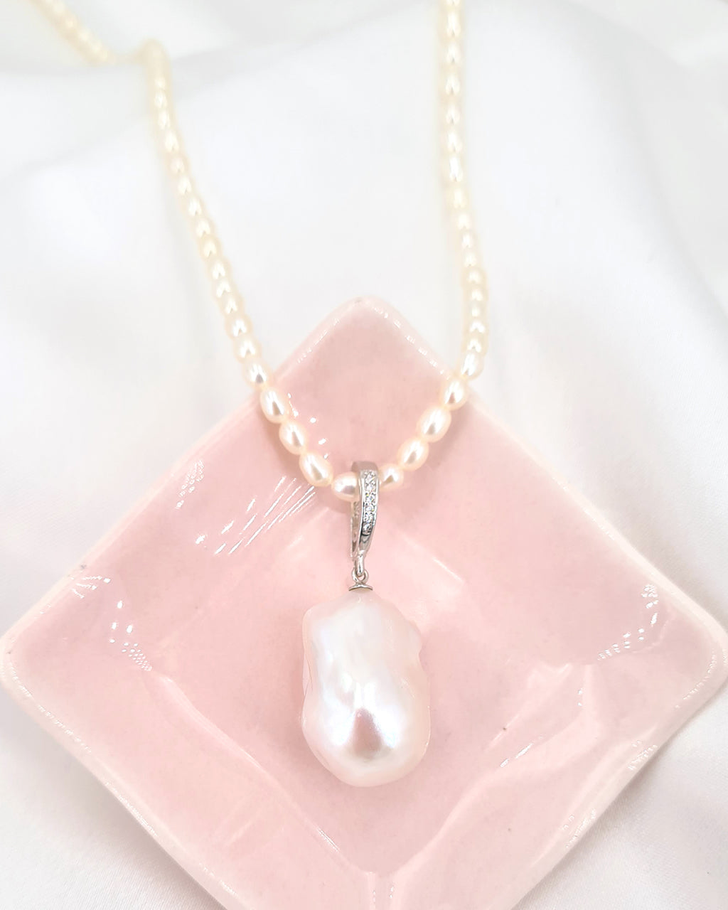 Large White Baroque Pearl Necklace - Detachable Clasp | Classy Timeless Wedding Pearl Jewelry for Bride | Singapore