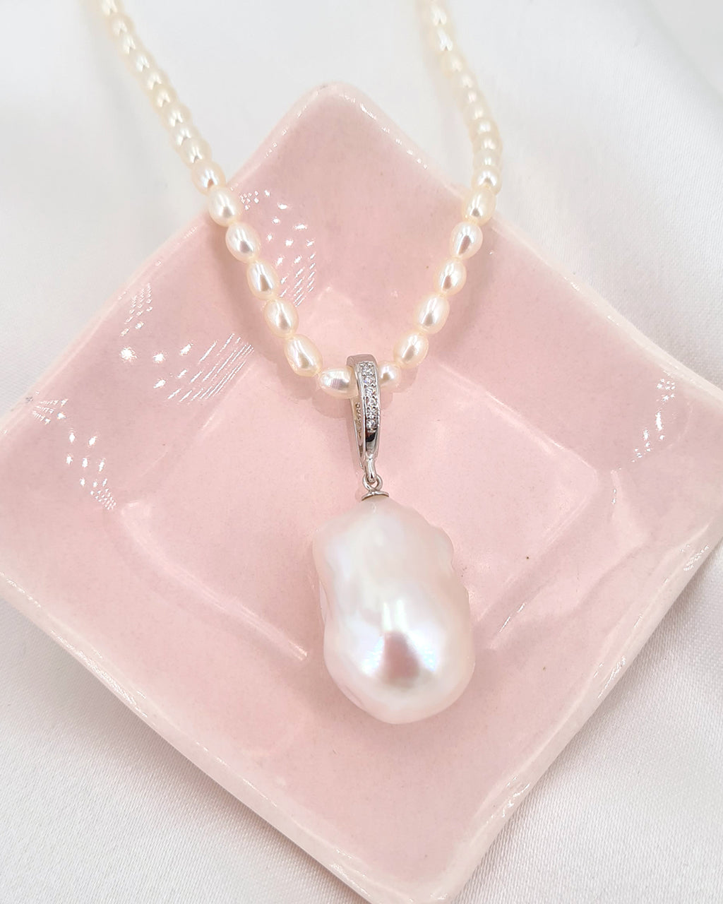 Large White Baroque Pearl Necklace - Detachable Clasp | Classy Timeless Wedding Pearl Jewelry for Bride | Singapore