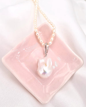 Large White Baroque Pearl Necklace - Detachable Clasp