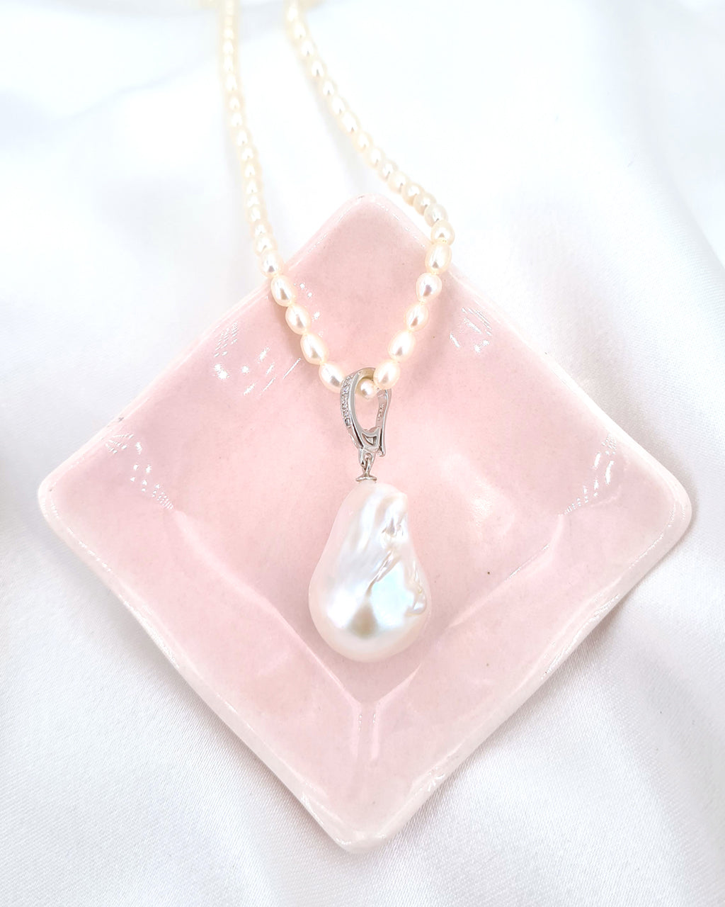 Large White Baroque Pearl Necklace - Detachable Clasp | Classy Timeless Wedding Pearl Jewelry for Bride | Singapore