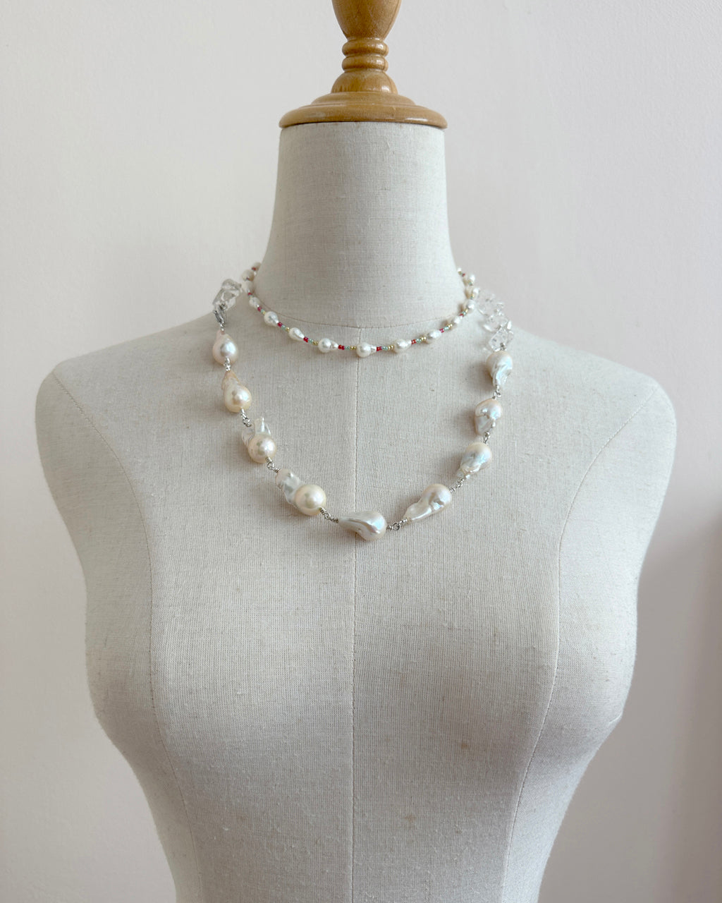 Chunky Baroque Pearl and Crystal Necklace Contemporary Statement Glitz And Love