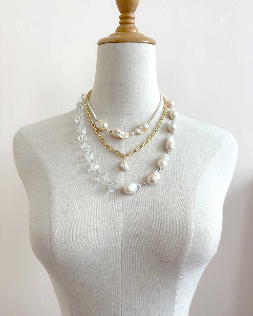 Chunky Baroque Pearl and Crystal Necklace | Contemporary Statement - Glitz  And Love