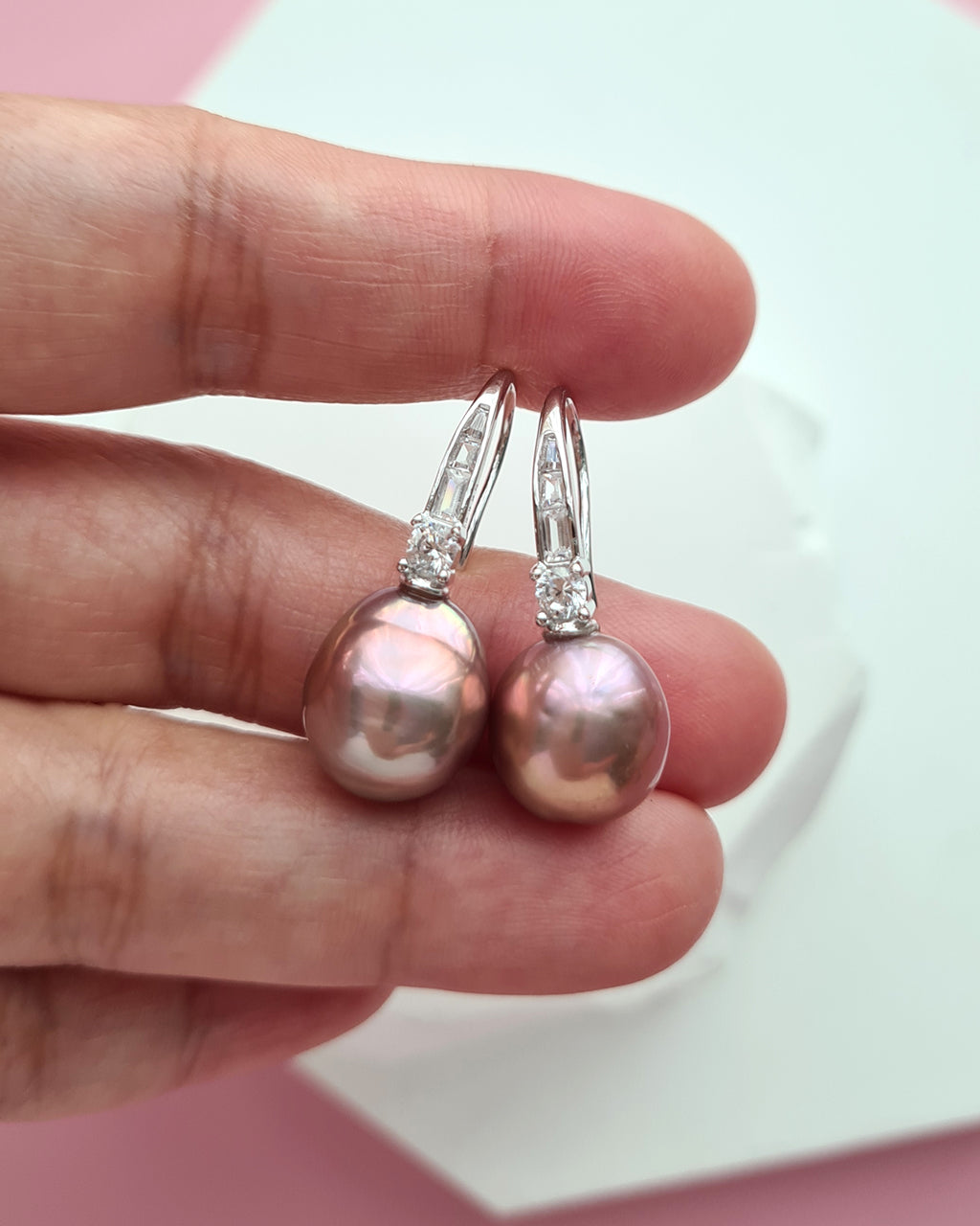 Metallic Purple Edison Pearl Drop Earrings