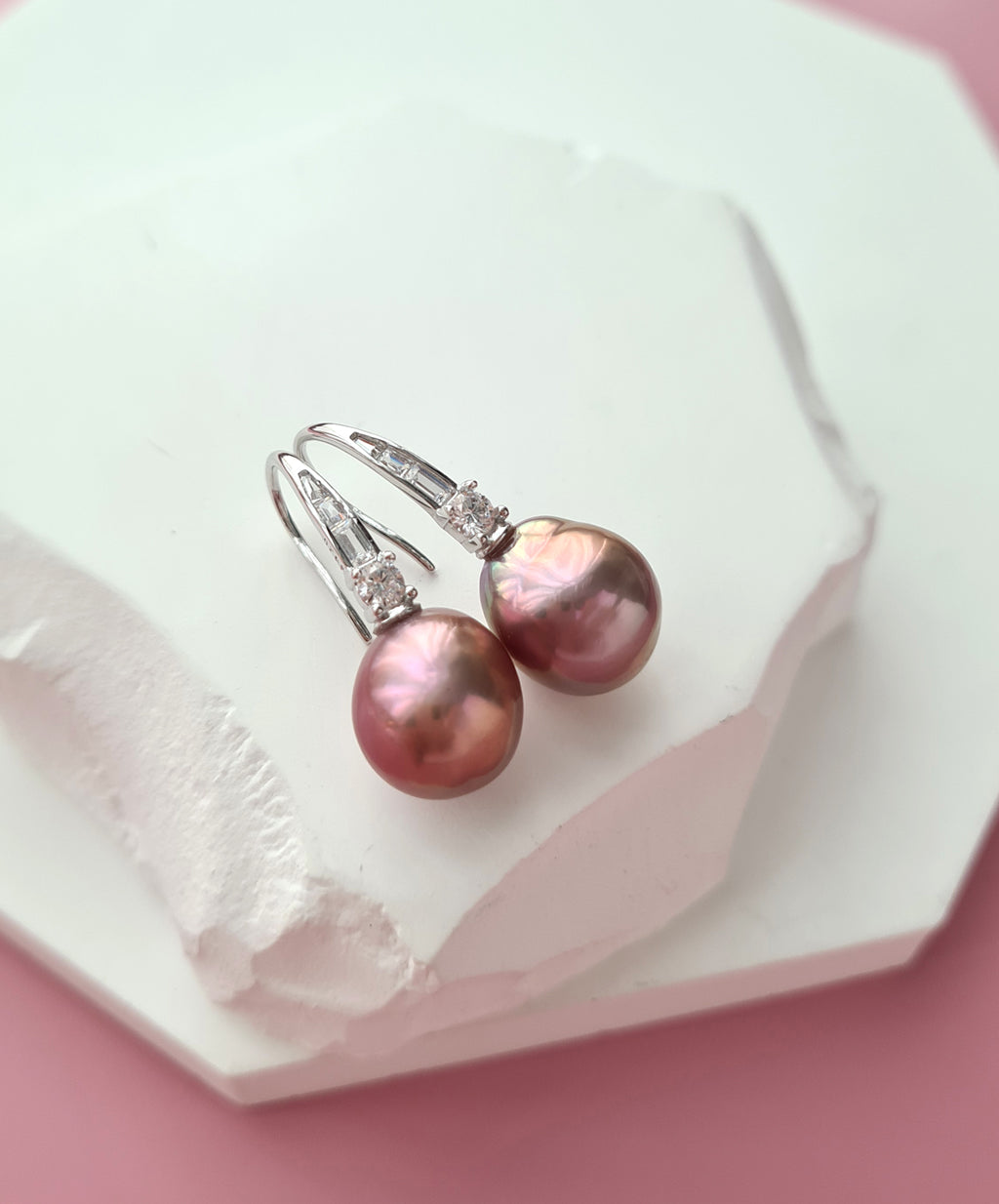 Metallic Purple Edison Pearl Drop Earrings