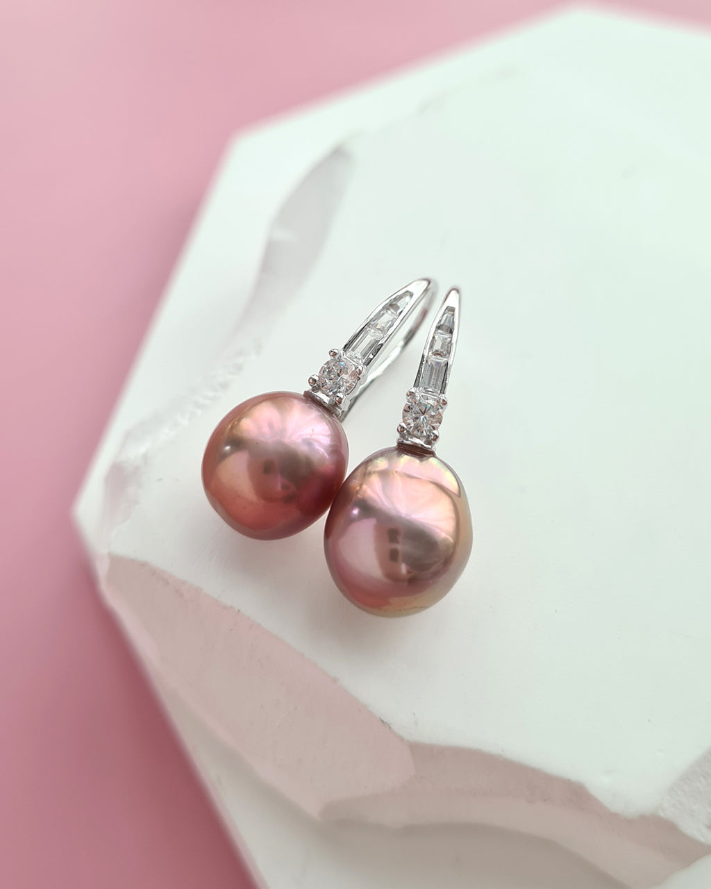 Metallic Purple Edison Pearl Drop Earrings