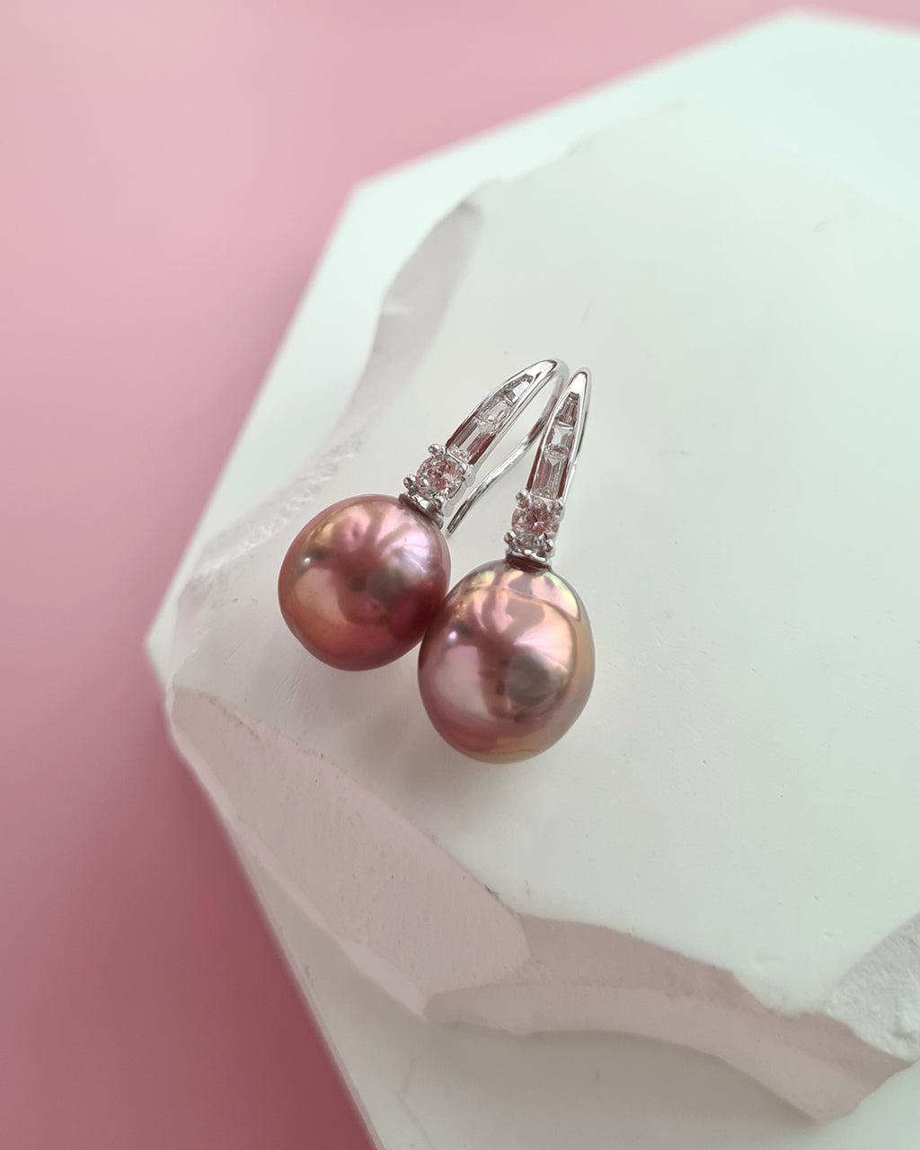 Metallic Purple Edison Pearl Drop Earrings