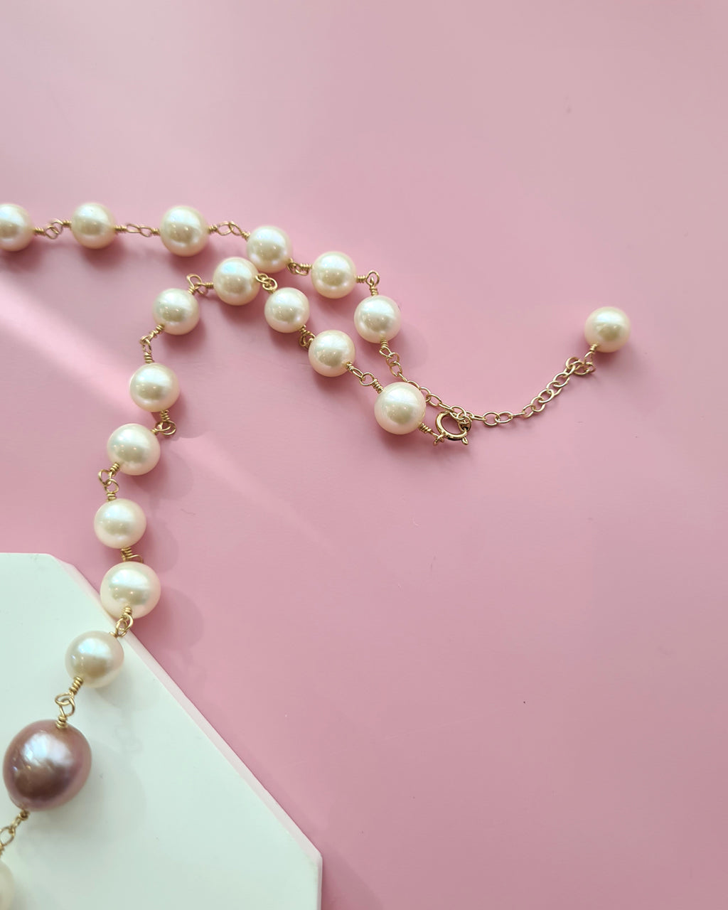 Metallic Purple Pearl Long Necklace