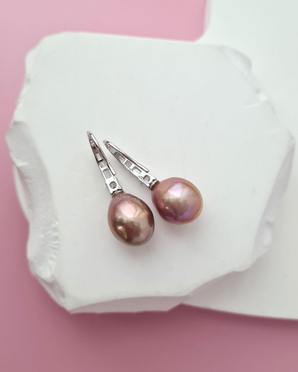 Metallic Edison Pearl Drop Earrings, Handmade Pearl Jewelry in Singapore