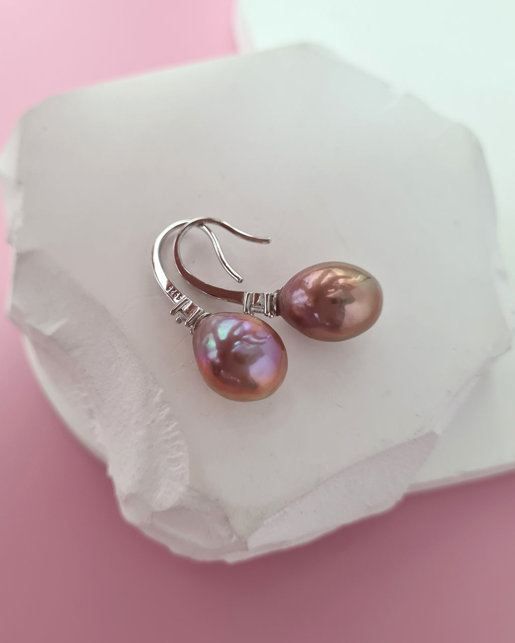 Metallic Edison Pearl Drop Earrings, Handmade Pearl Jewelry in Singapore