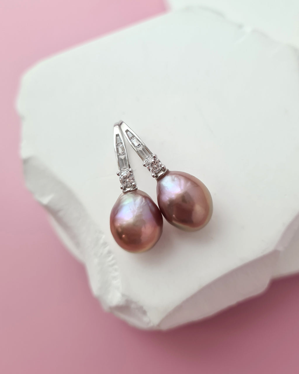 Metallic Edison Pearl Drop Earrings, Handmade Pearl Jewelry in Singapore