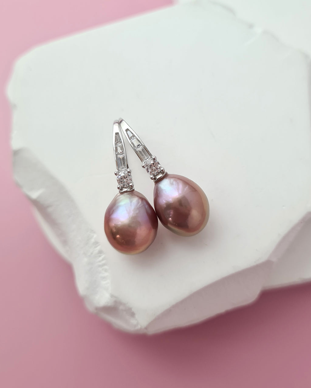 Metallic Edison Pearl Drop Earrings, Handmade Pearl Jewelry in Singapore