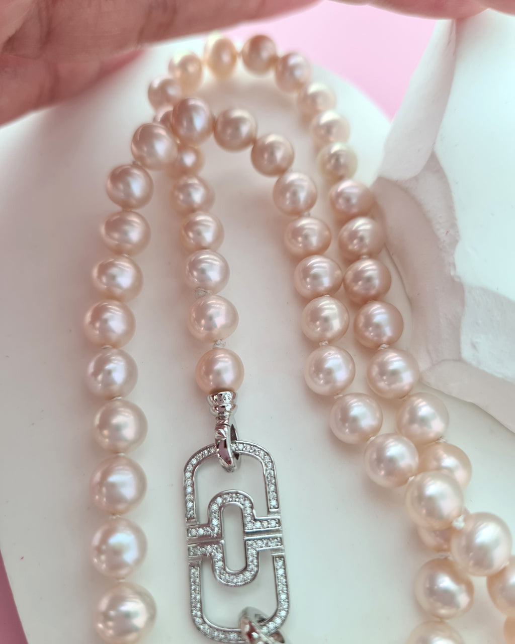 Metallic Pinkish Gold Pearl Strand Necklace Pearl Jewelry in Singapore