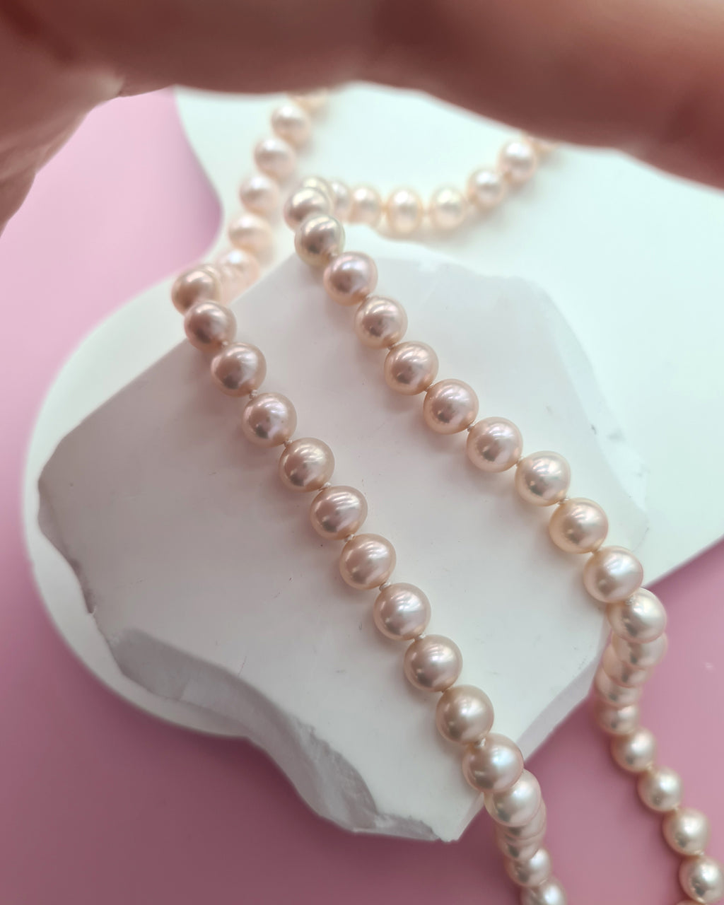 Metallic Pinkish Gold Pearl Strand Necklace Pearl Jewelry in Singapore