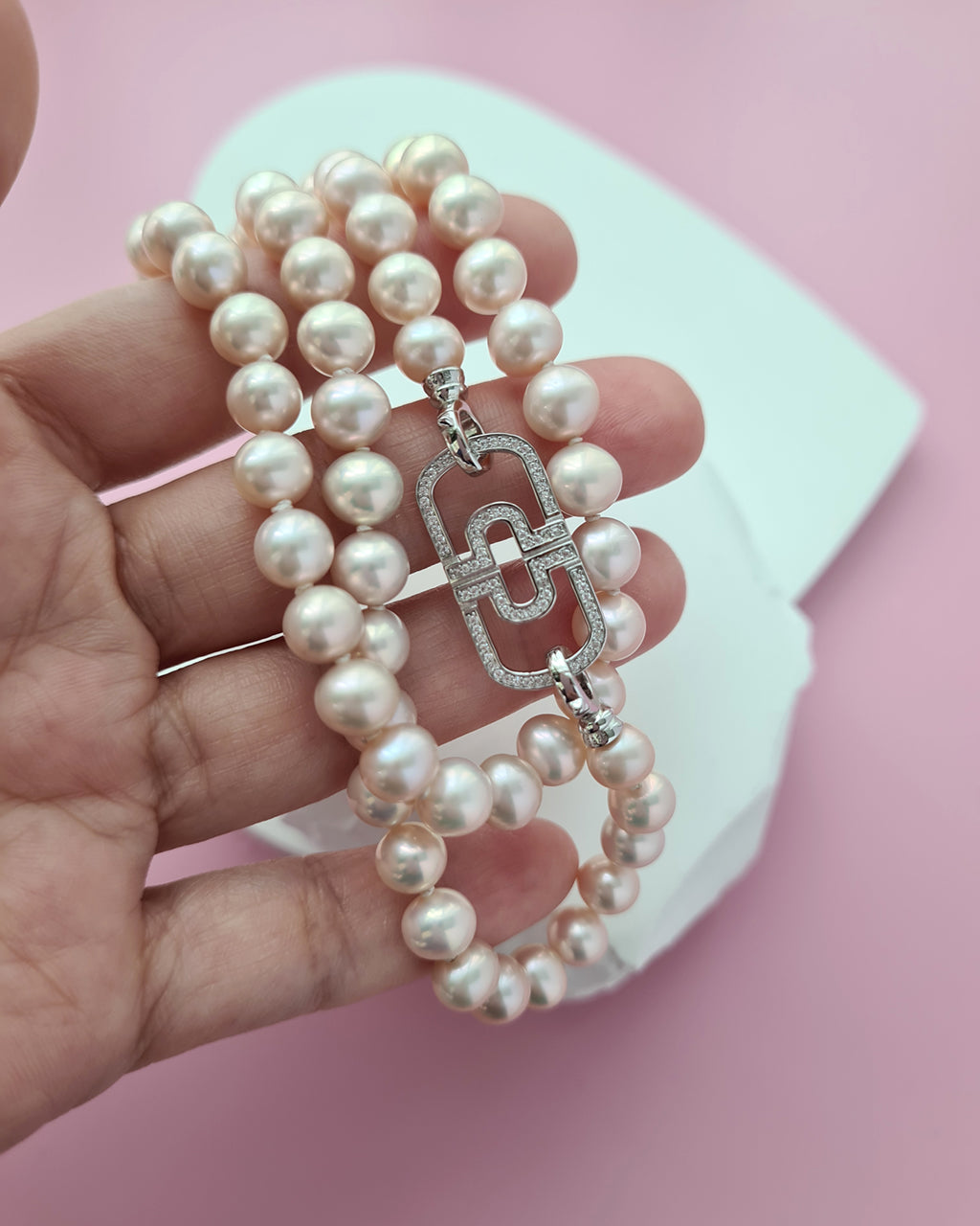 Metallic Pinkish Gold Pearl Strand Necklace Pearl Jewelry in Singapore