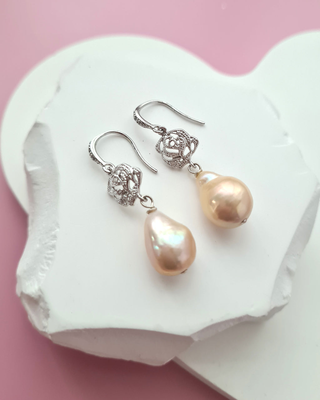 Pastel Freshwater Baroque Pearl Earrings, Wedding Earrings Singapore