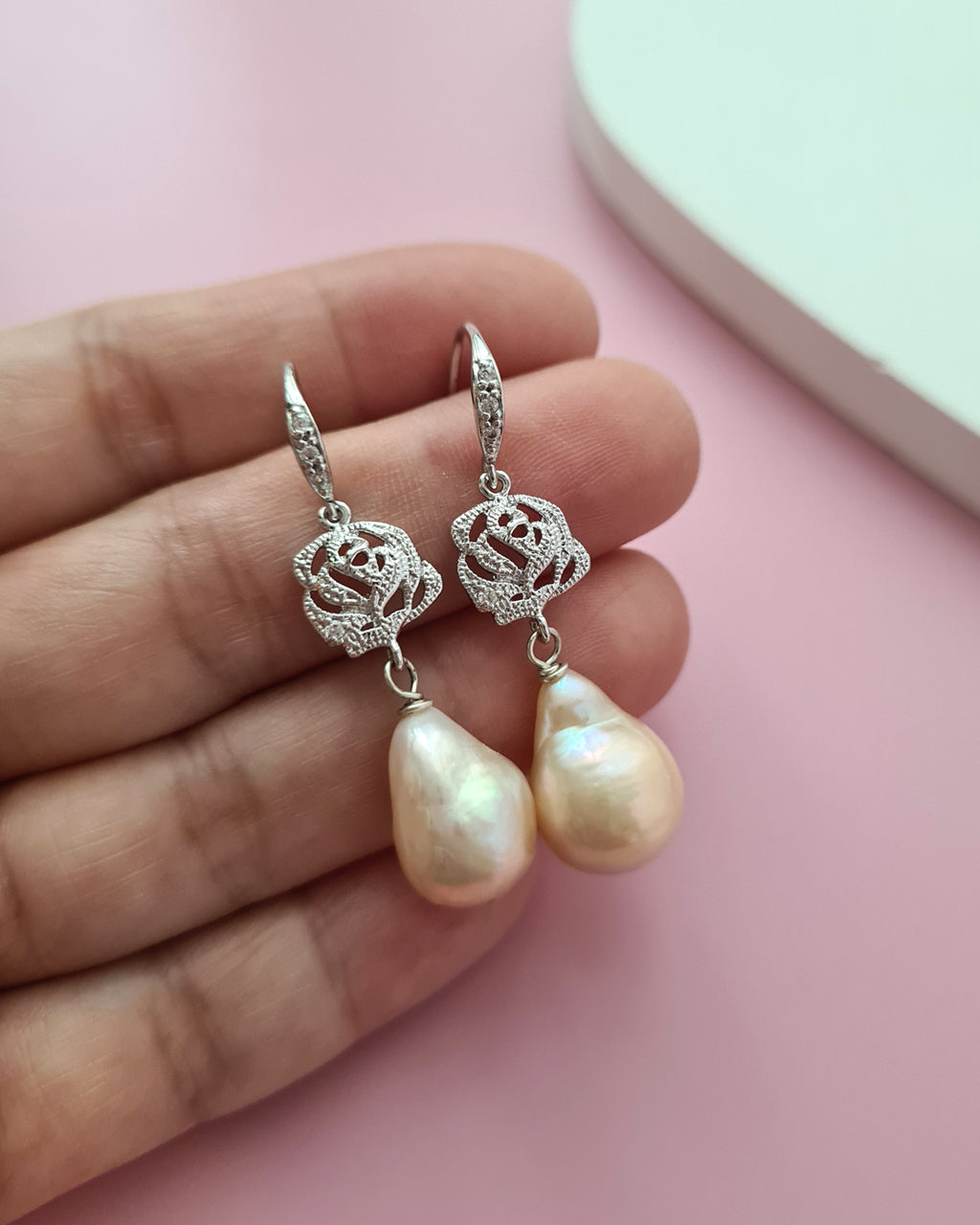 Pastel Freshwater Baroque Pearl Earrings, Wedding Earrings Singapore
