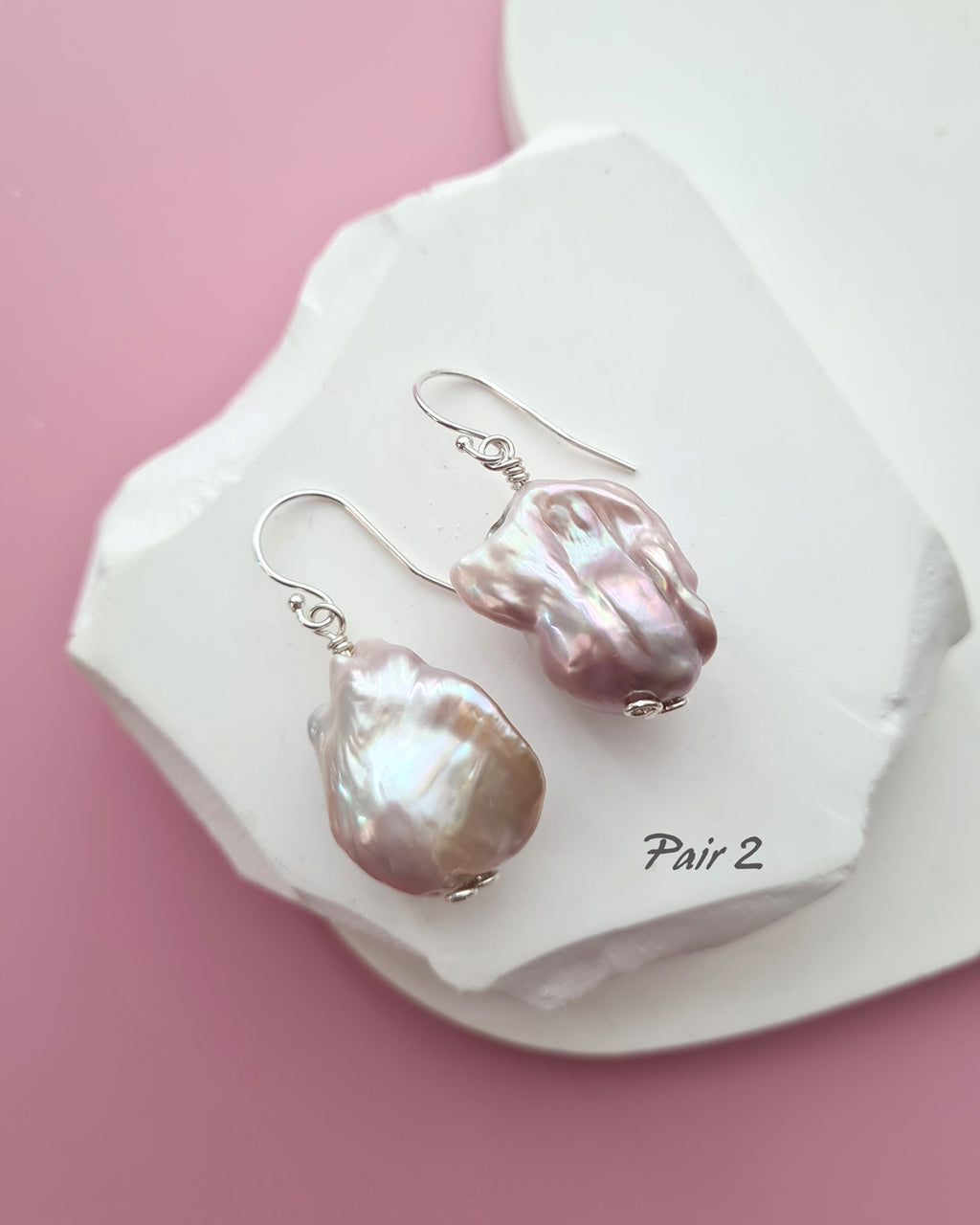 Light Pastel Baroque Pearl Silver Earrings - Simple Sterling Silver Pearl Jewelry in Singapore