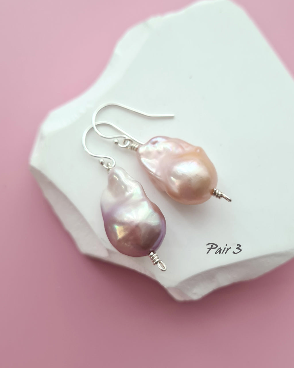 Light Pastel Baroque Pearl Silver Earrings - Simple Sterling Silver Pearl Jewelry in Singapore
