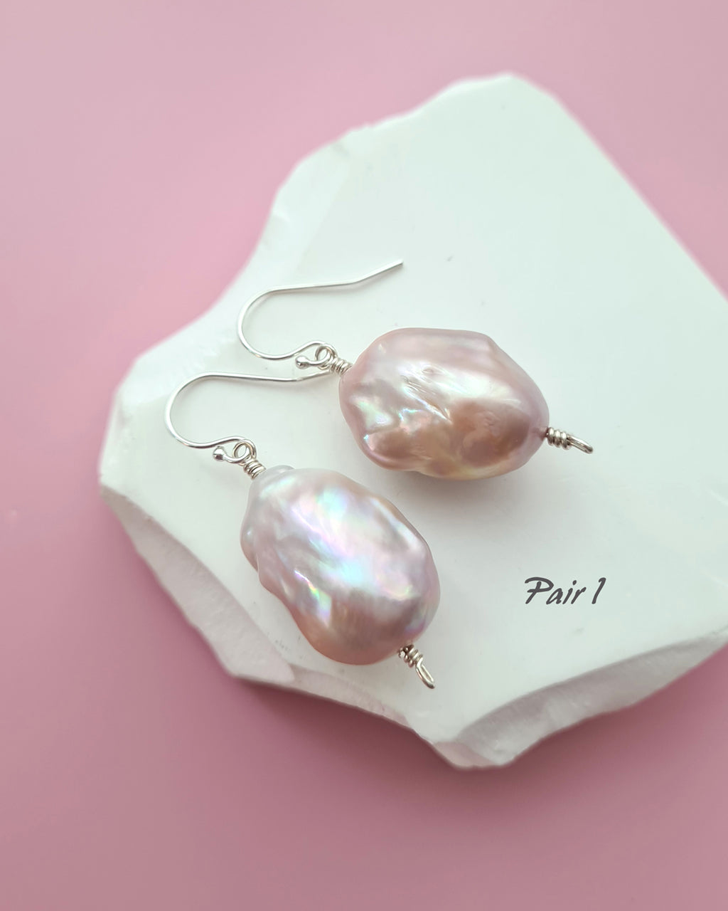 Light Pastel Baroque Pearl Silver Earrings - Simple Sterling Silver Pearl Jewelry in Singapore