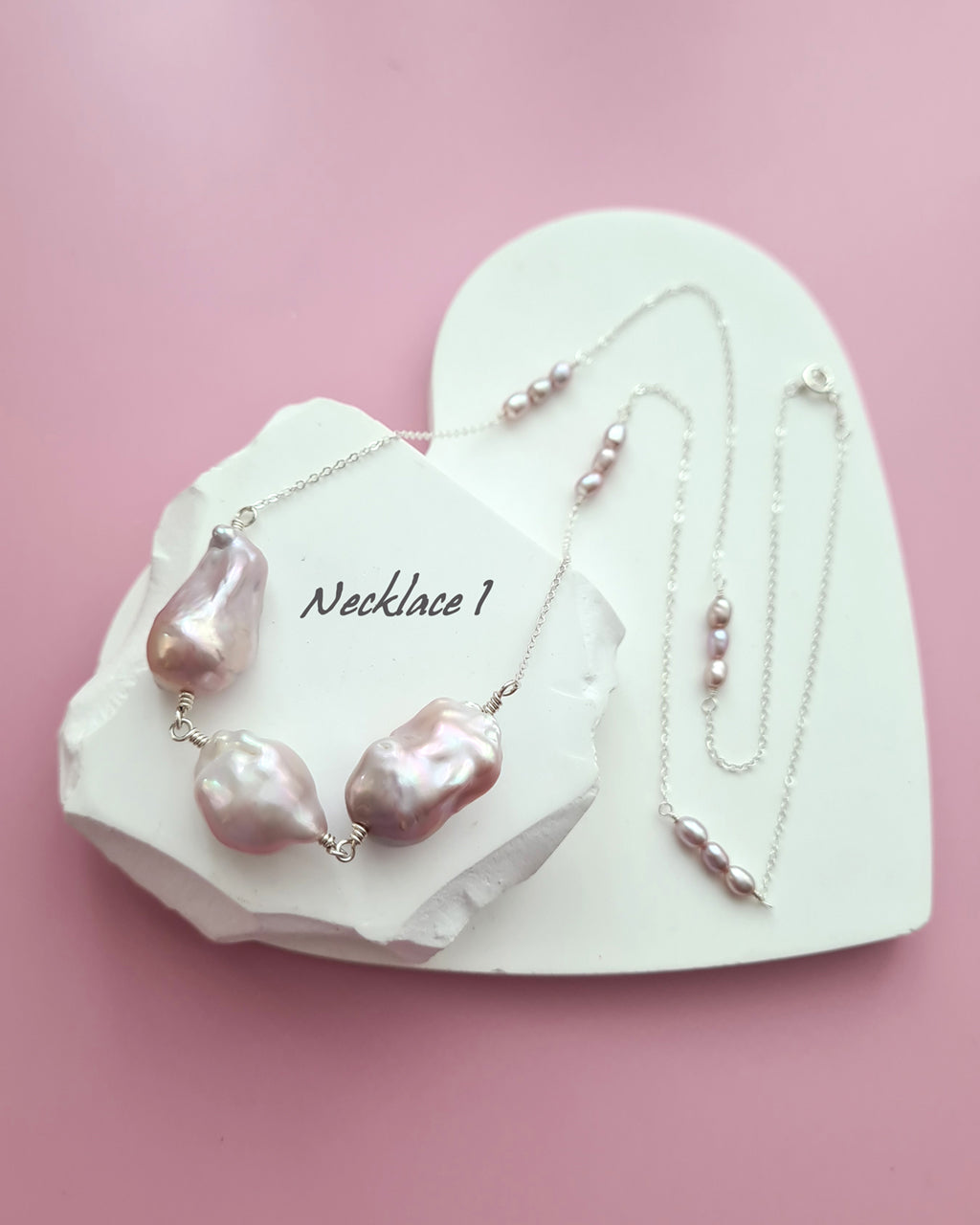 Light Pastel Baroque Pearl Silver Necklace - Simple Purple Pearl Sterling Silver Jewelry in Singapore