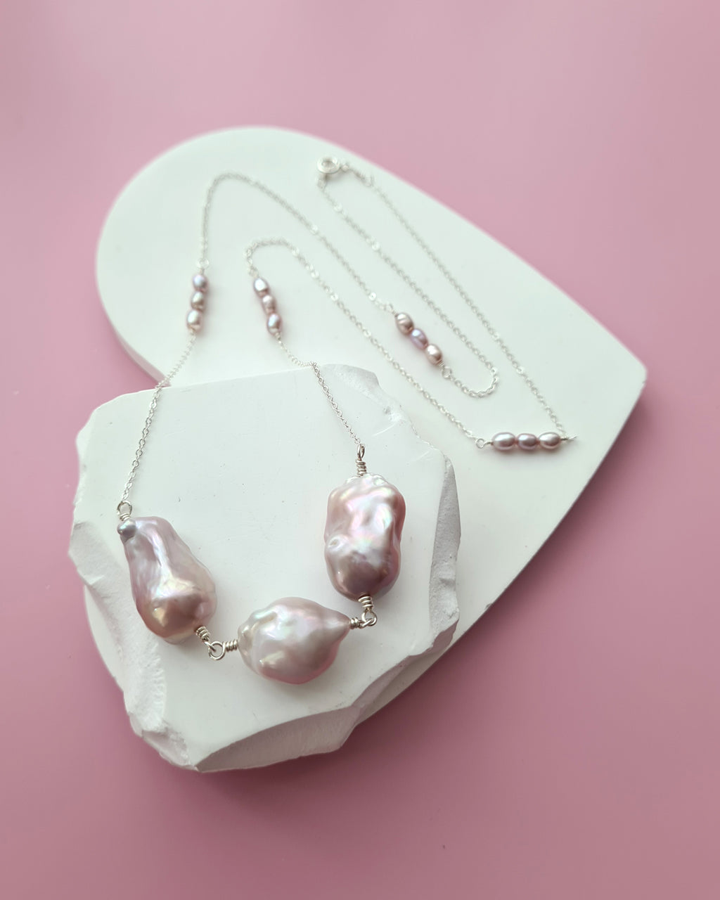 Light Pastel Baroque Pearl Silver Necklace - Simple Purple Pearl Sterling Silver Jewelry in Singapore