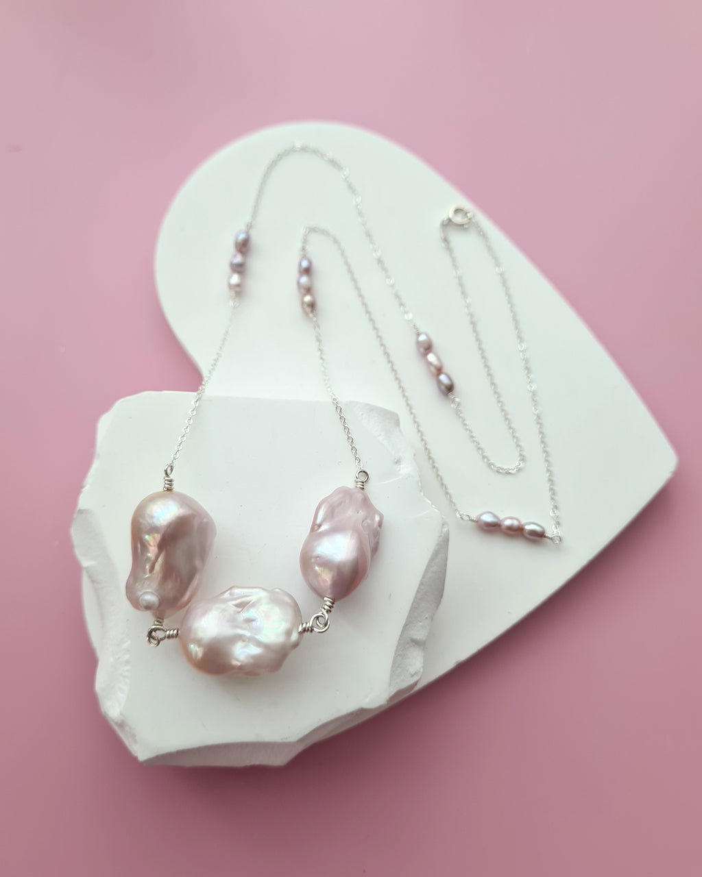 Light Pastel Baroque Pearl Silver Necklace - Simple Purple Pearl Sterling Silver Jewelry in Singapore