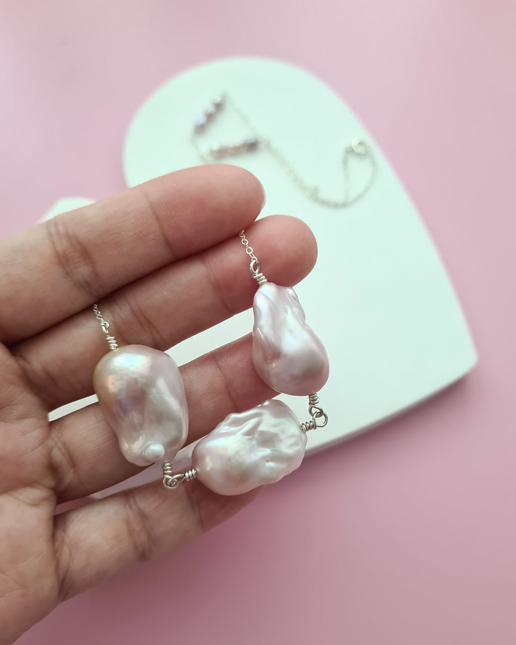 Light Pastel Baroque Pearl Silver Necklace - Simple Purple Pearl Sterling Silver Jewelry in Singapore