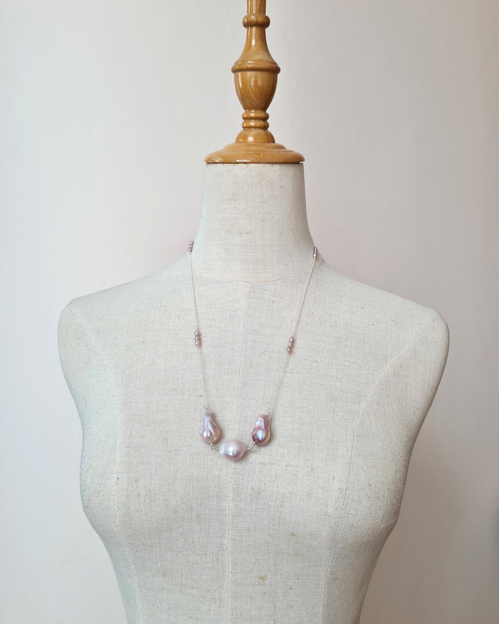 Light Pastel Baroque Pearl Silver Necklace - Simple Purple Pearl Sterling Silver Jewelry in Singapore