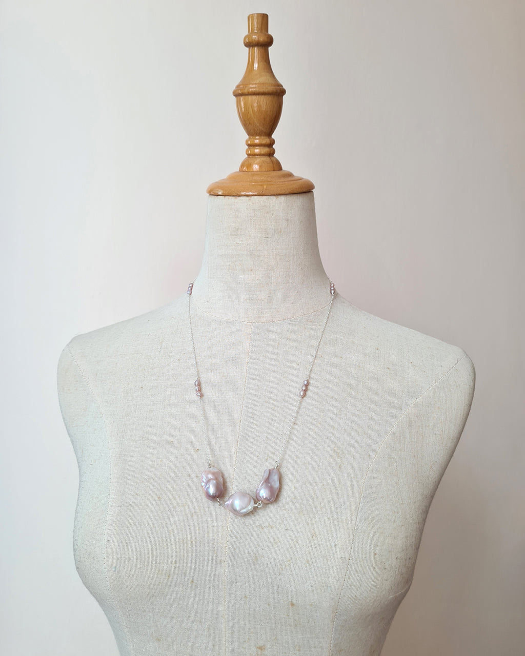 Light Pastel Baroque Pearl Silver Necklace - Simple Purple Pearl Sterling Silver Jewelry in Singapore