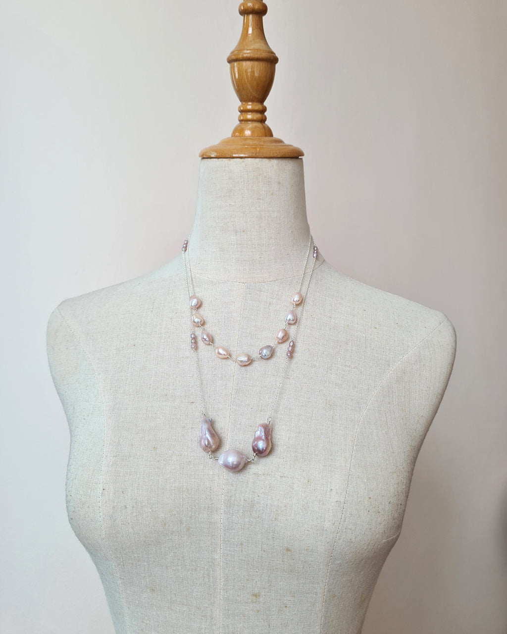 Light Pastel Baroque Pearl Silver Necklace - Simple Purple Pearl Sterling Silver Jewelry in Singapore