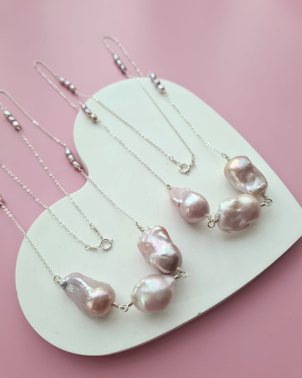 Light Pastel Baroque Pearl Silver Necklace - Simple Purple Pearl Sterling Silver Jewelry in Singapore