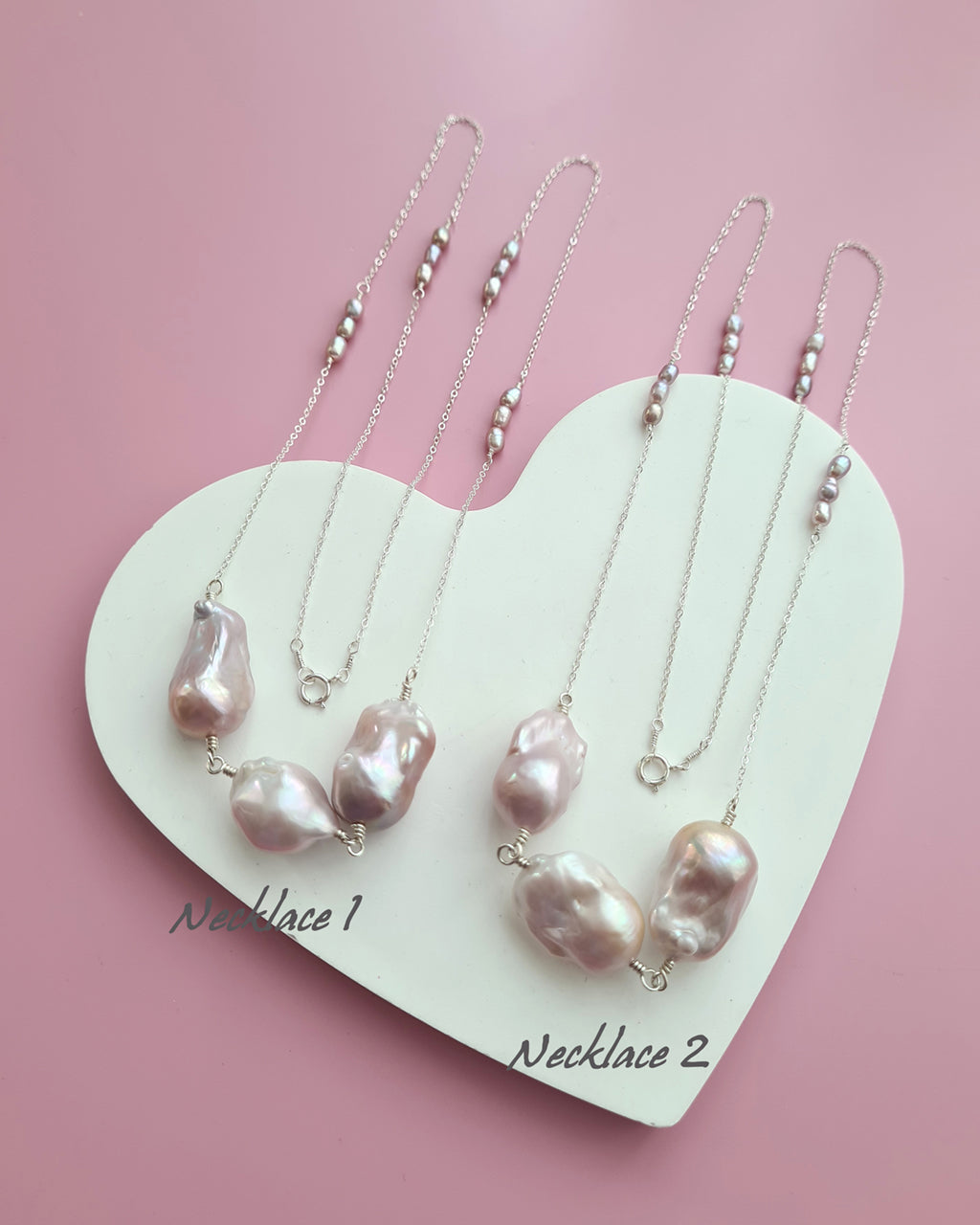 Light Pastel Baroque Pearl Silver Necklace - Simple Purple Pearl Sterling Silver Jewelry in Singapore