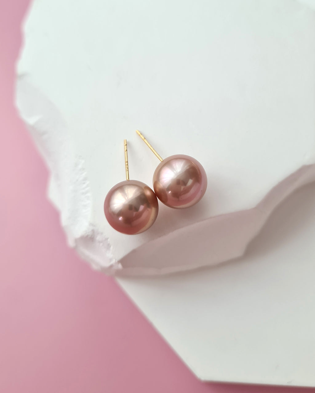 Peach Purple Edison Pearl Stud Earrings - 18K Gold pearl jewelry for everyday luxury