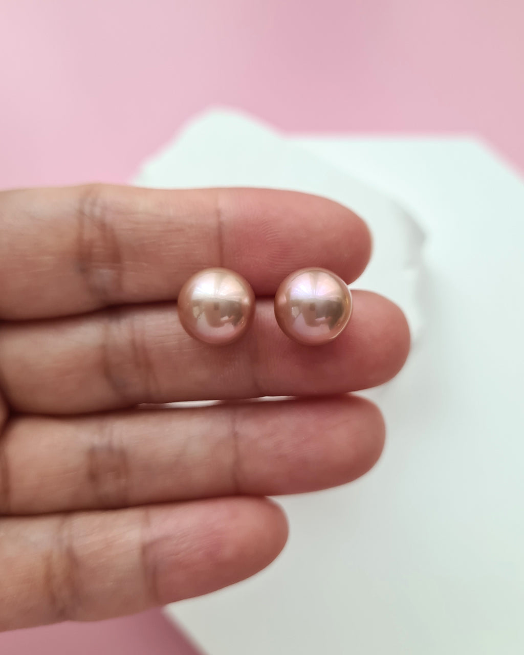 Peach Purple Edison Pearl Stud Earrings - 18K Gold pearl jewelry for everyday luxury