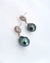 Peacock Green Tahitian Pearl Earrings - Eight-Point Stars | Sea Pearl Jewelry | Handmade in Singapore