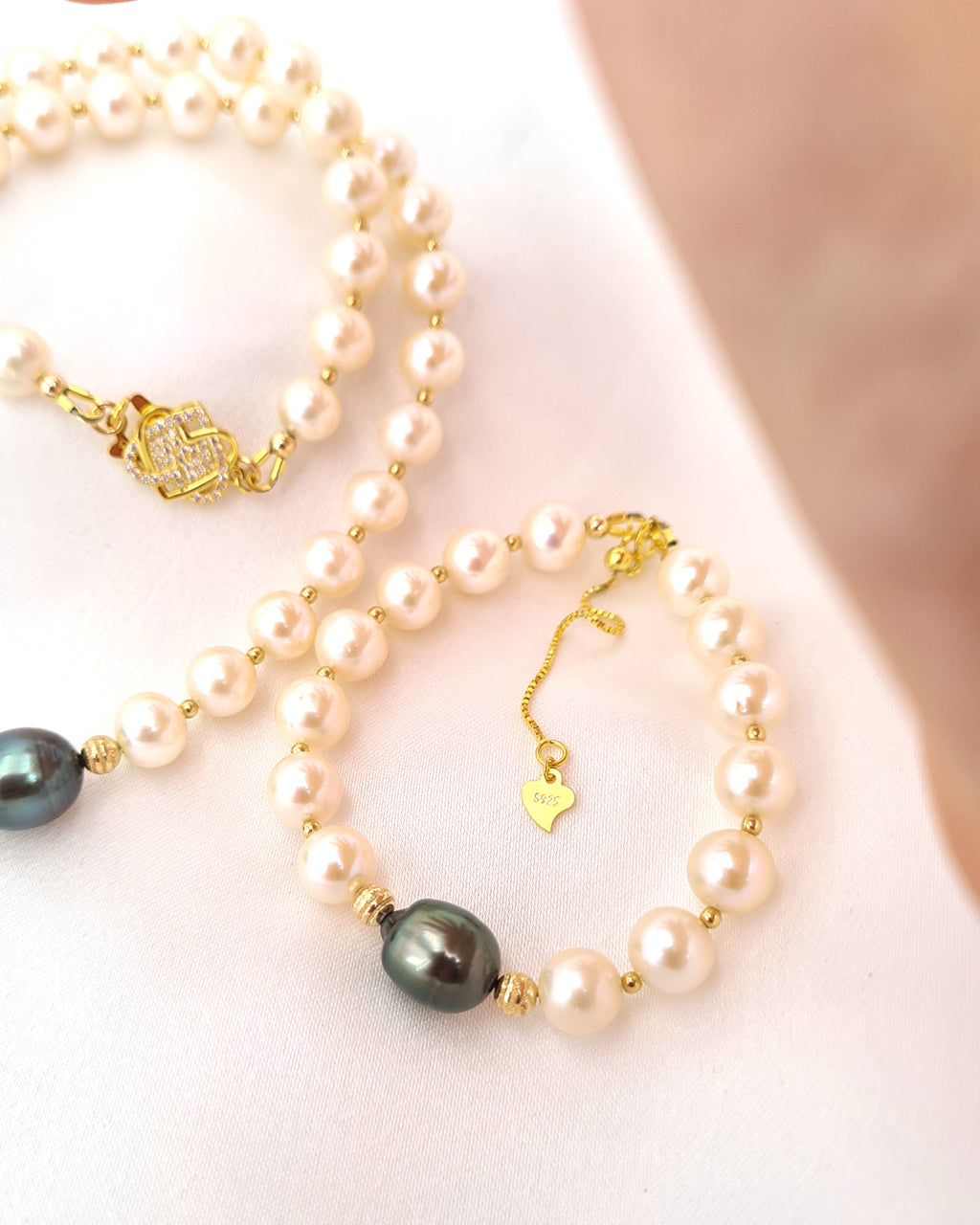 Peacock Green Tahitian Pearl Strand Necklace | Classy Pearl Jewelry