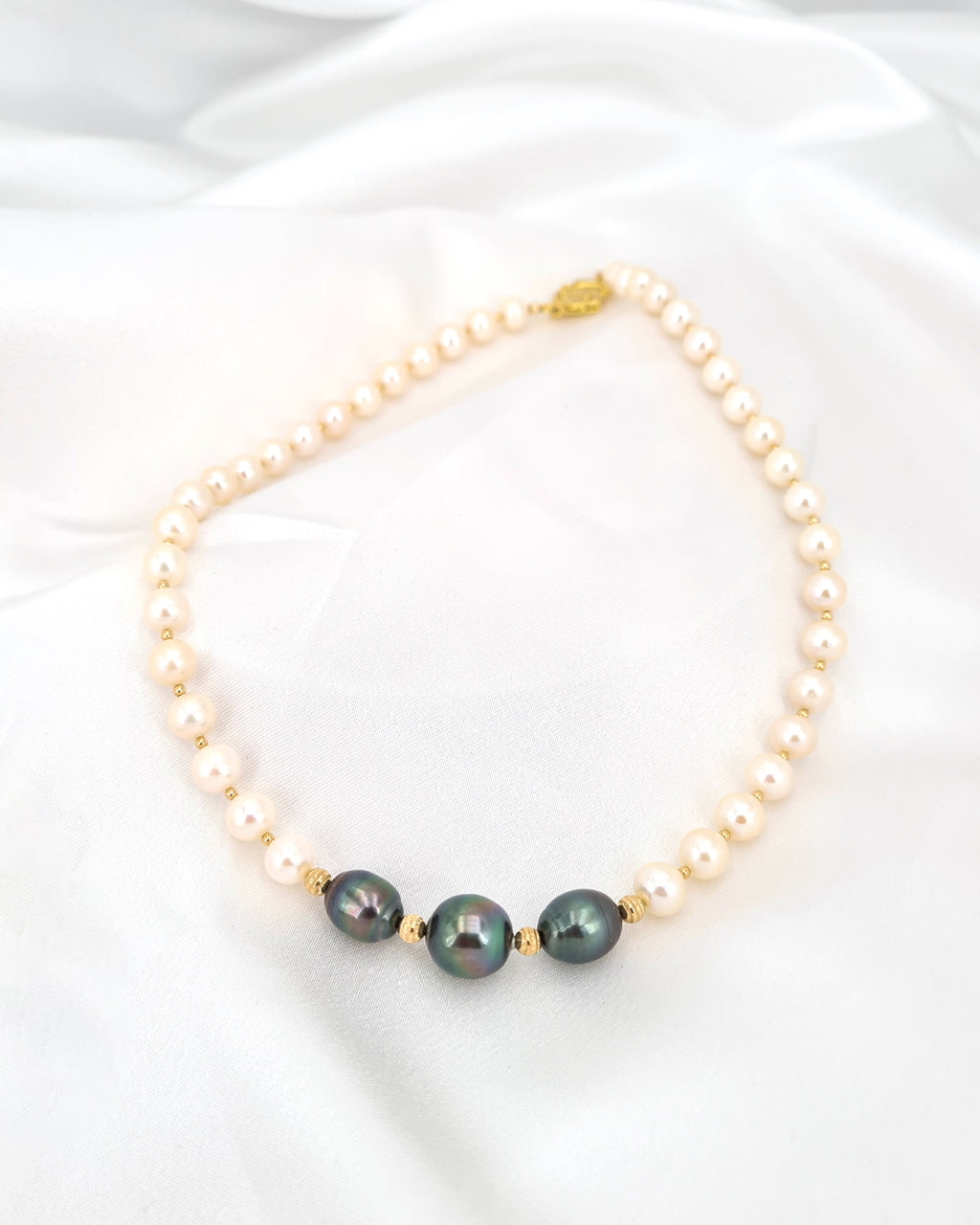 Tahitian Pearls on Freshwater Pearl Strand Necklace Glitz And Love